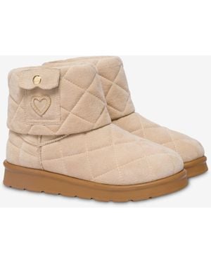 Love Moschino Quilted Soft Fabric Ankle Boots - Natural