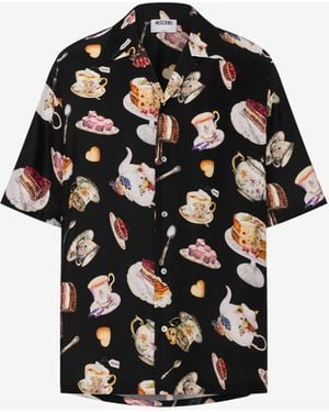 Moschino Printed Silk Satin Shirt - Black