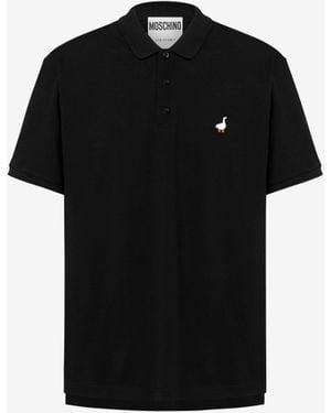 Moschino Cotton Piquet Polo Goose Embroidery - Black