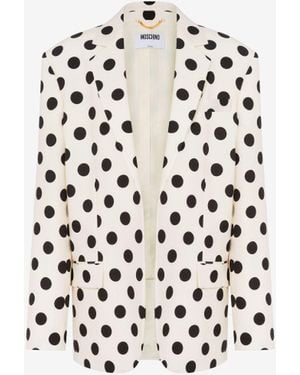 Moschino Polka Dots Printed Wool Jacket - White