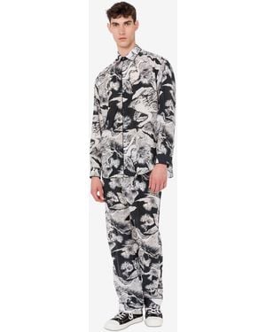 Moschino Lightweight Cotton Poplin Trousers With Goose Print - White