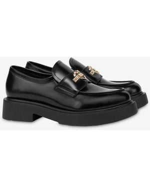 Love Moschino Abrasive Calfskin Moccasins City Love - Black
