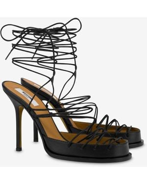 Moschino Laced High Calf Sandals - Bianco