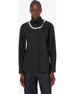 Moschino Printed Stretch Cotton Poplin Shirt - Black