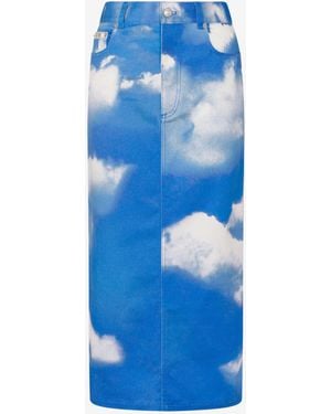 Moschino Archive Clouds Cotton Bull Skirt - Blue