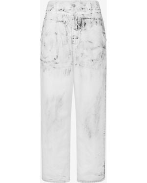 Moschino Cotton Bull Trousers Laurel Crown Patch - White