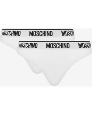 Moschino Slip Elastic Logo Band - White