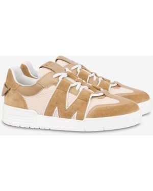 Moschino Calfskin And Suede Sneakers - Natural