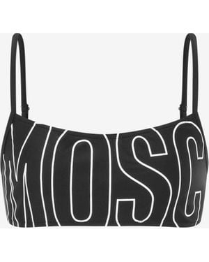 Moschino Rubber Logo Bandeau Bikini Top - White