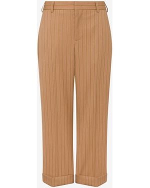 Moschino Wool Crop Trousers - Natural