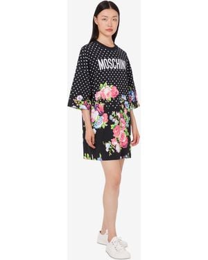 Moschino Printed Heavy Cotton Dress - White