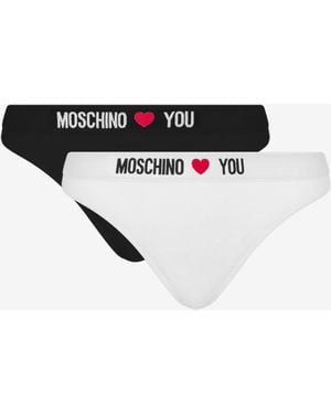 Moschino Loves You Stretch Jersey Thong - Black