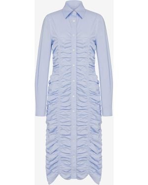 Moschino Draped Cotton Poplin Dress - Blue