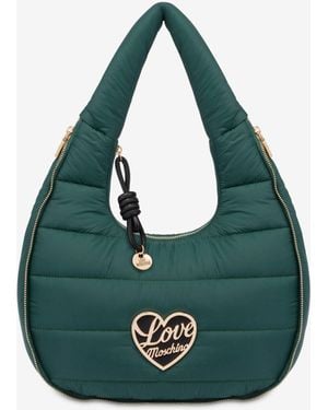 Love Moschino Quilted Nylon Hobo Bag - Green