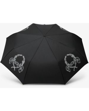 Moschino Ombrello Openclose Laurel Crown Logo - Nero