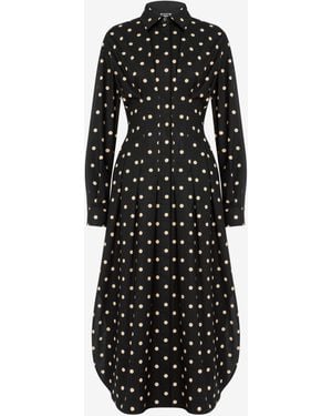 Moschino Polka Dots Printed Cotton Poplin Dress - Black
