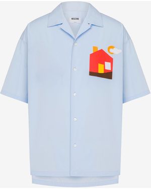 Moschino Cotton Poplin Shirt Archive - Blue