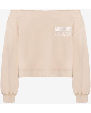Moschino Off-The-Shoulder Cotton Sweatshirt - White