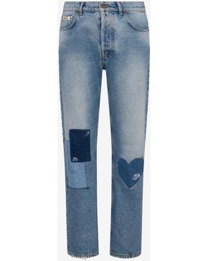 Moschino Patcwork Cotton Denim Pants - Blue
