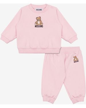 Moschino Teddy Bear Cotton Fleece Tracksuit Set - Pink