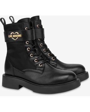 Love Moschino Calf And Nylon Ankle Boots - Black