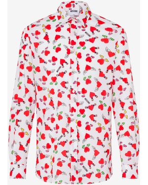 Moschino Lightweight Cotton Poplin Shirt With Print - Red