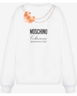 Moschino Organic Cotton Hoodie Breakfast - White
