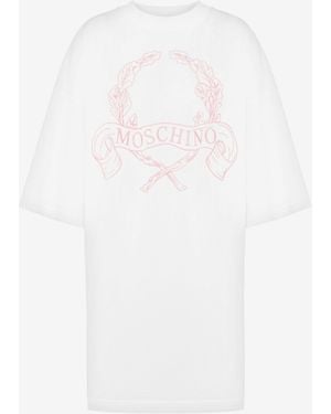 Moschino Heavy Cotton Oversize Dress Laurel Crown - White