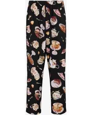Moschino Printed Satin Pants - Black