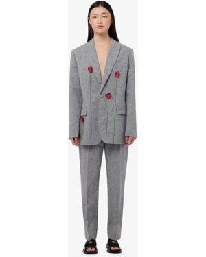 Moschino Embroidered Tweed Jacket - Grey