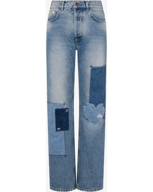Moschino Patchwork Denim Trousers - Blue