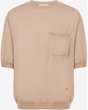 Moschino Wool And Silk Sweater Golden M - Natural