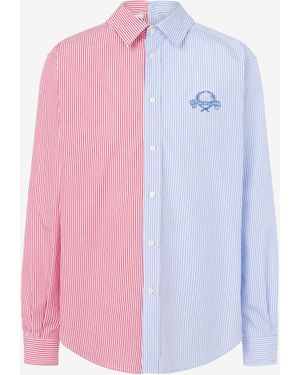 Moschino Striped Poplin Shirt Laurel Crown Logo - Pink