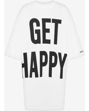 Moschino Cotton Interlock Dress Get Happy - Bianco