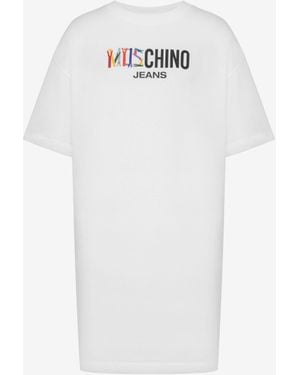 Moschino Printed Cotton Jersey Dress - White