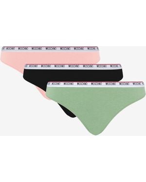 Moschino Set Of 3 Stretch Jersey Briefs Logo Band - Green