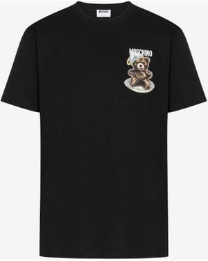 Moschino Organic Cotton Jersey Polo Shirt Teddy Bear - Black