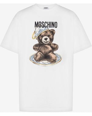 Moschino Organic Cotton Jersey T-Shirt Teddy Bear - White
