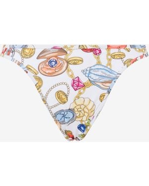 Moschino Marine Print Swim Briefs - White