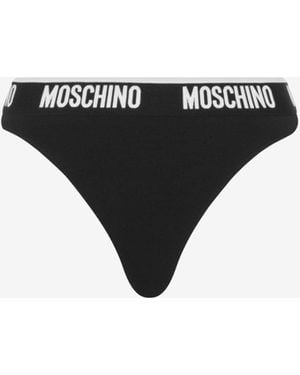 Moschino Elastic Logo Band Thong - Black