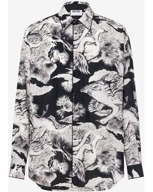 Moschino Lightweight Cotton Poplin Shirt With Goose Print - White