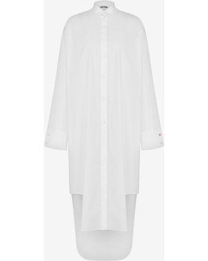 Moschino Cotton Poplin Dress Laurel Crown - White