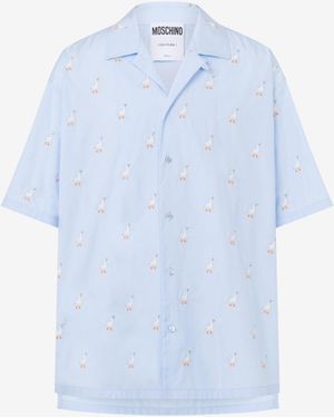 Moschino Poplin Shirt Allover Goose - Blue