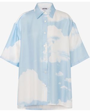 Moschino Silk Twill Shirt Archive Clouds - Blue