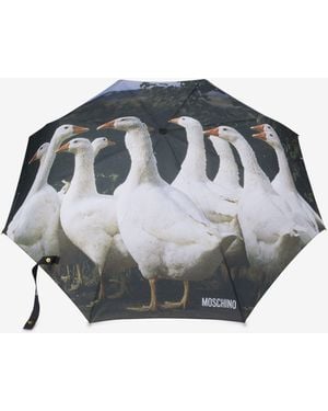 Moschino Ombrello Openclose Goose Print - Grigio