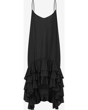 Moschino Viscose Twill Dress With Ruffles - Black