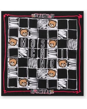 Moschino Printed Silk Crepe Scarf - Black