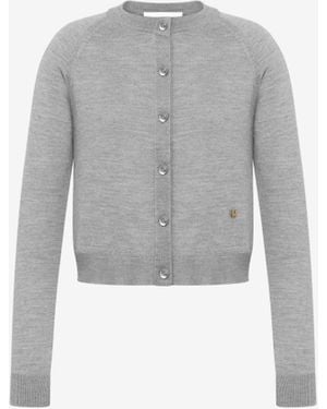 Moschino Golden M Wool And Silk Cardigan - Grey