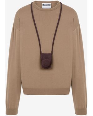 Moschino Cotton Pullover Camera Holder - Neutro