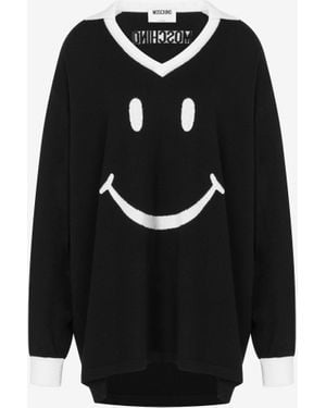 Moschino Smiley Extra-Fine Merino Wool Jumper - Black